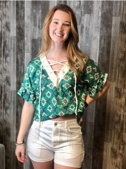 GREEN FLORAL TOP