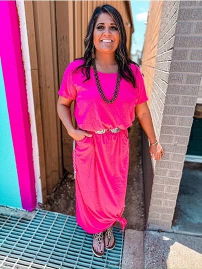 PINK LONG MAXI DRESS WITH POCKETS