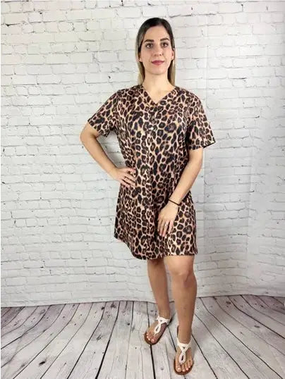 LEOPARD PRINT MIDI LENGTH DRESS